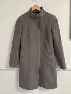 Cinzia Rocca Icons Taupe Stand-Collar Wool-Blend Coat